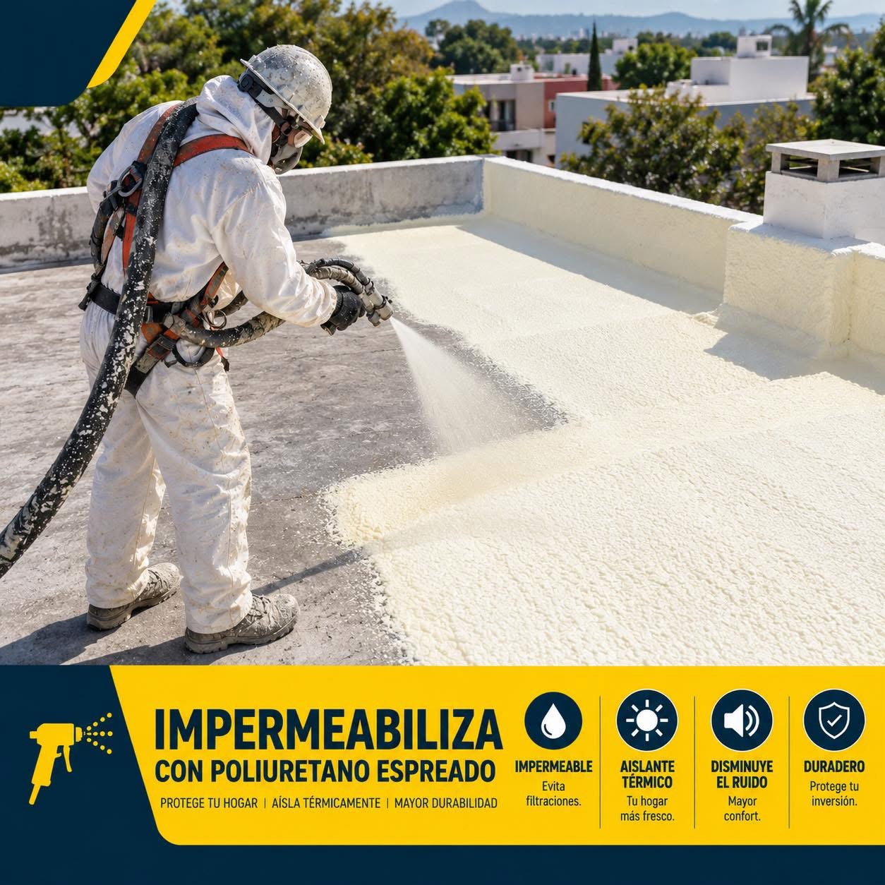 Aplicación de espuma de poliuretano en azotea