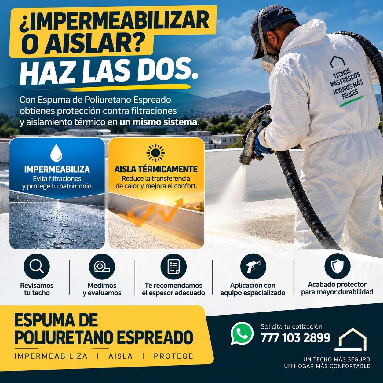 Aplicación de poliuretano espreado para impermeabilizar y aislar