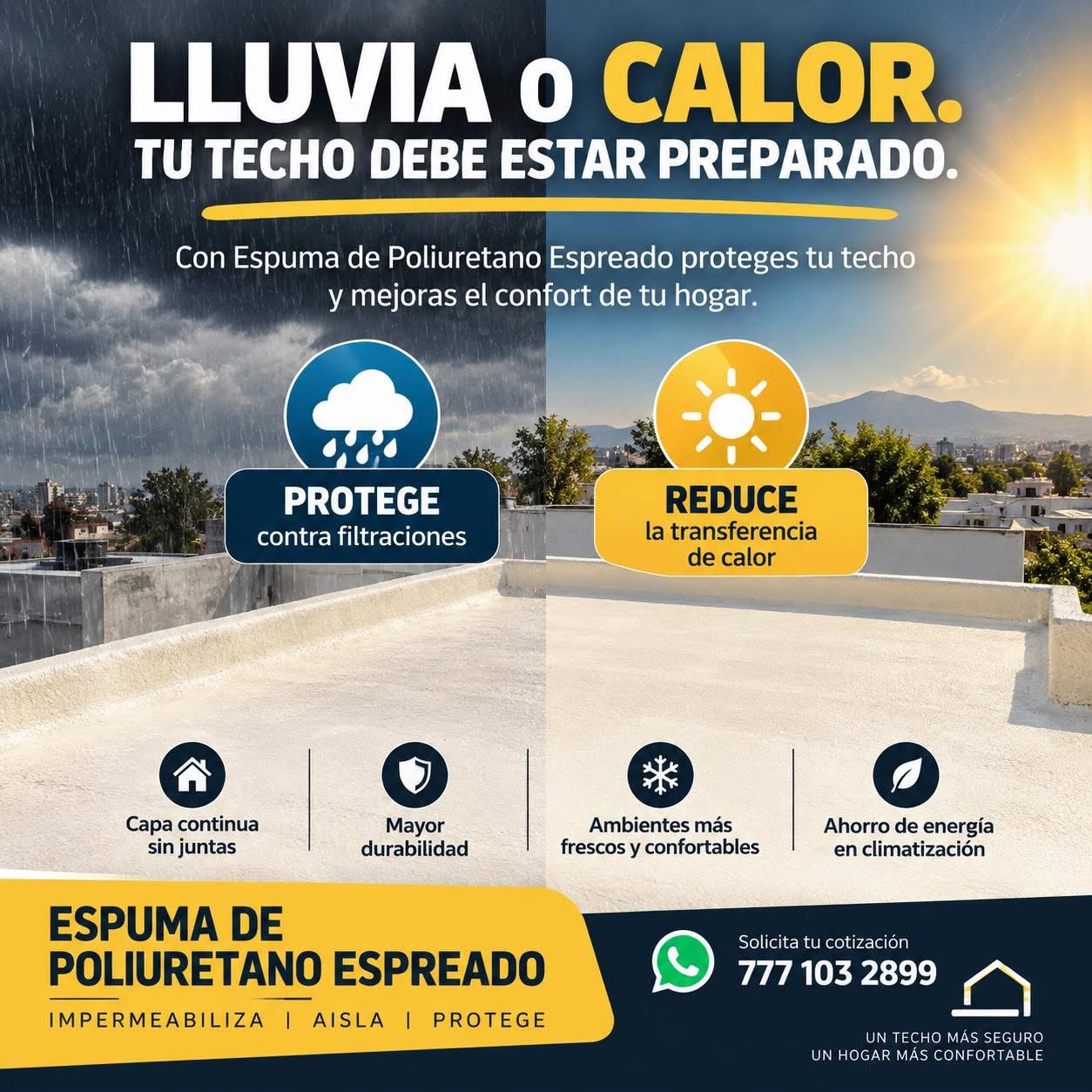 Techo preparado contra lluvia y calor